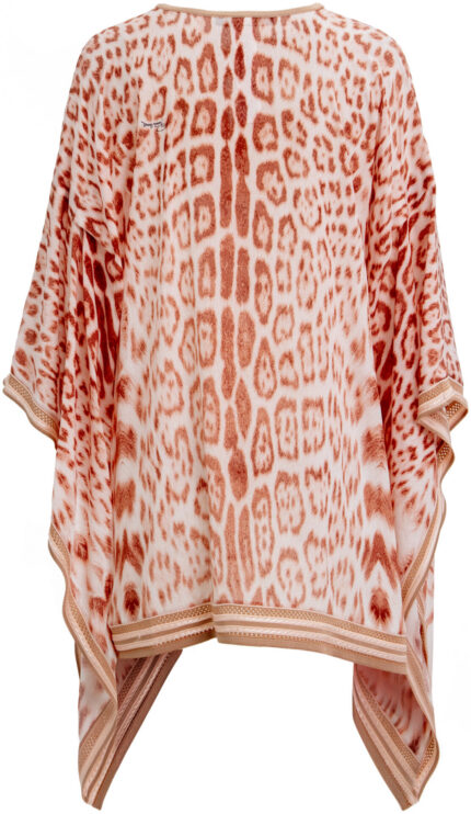 Kaftan Tunic with Animal Print and Lace-Up Detail<br/> - Image 3