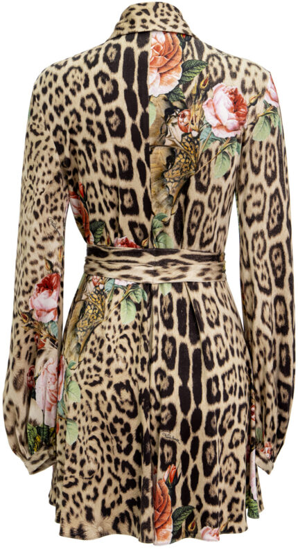 Shirt Dress with Animal Print and Floral Motif<br/> - Image 3