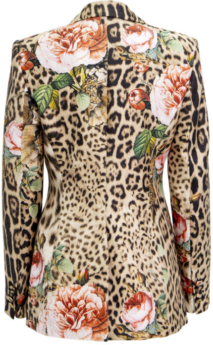 Silk Blazer with Animal Print and Floral Motif<br/> - Image 3