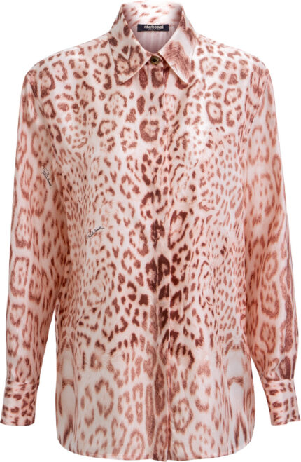 Silk Blouse with Animal Print<br/>