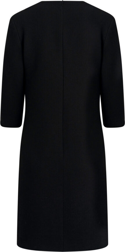 Black Virgin Wool Dress with Decorative Jewel Buttons<br/> - Image 3