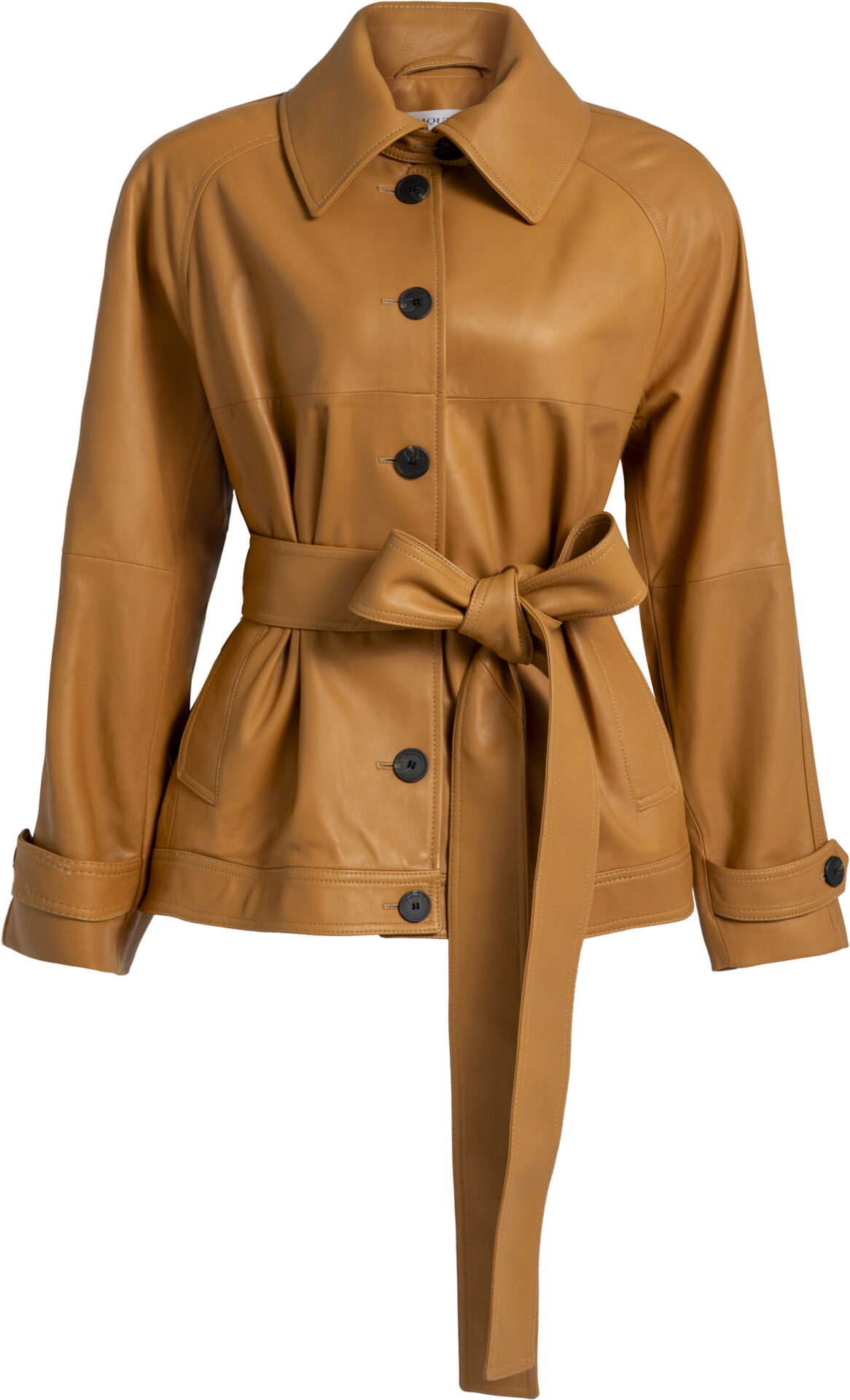 2003017 Marina_camel_2679_a Tailored Sheep Leather Jacket with Belt<br/> - Image 1