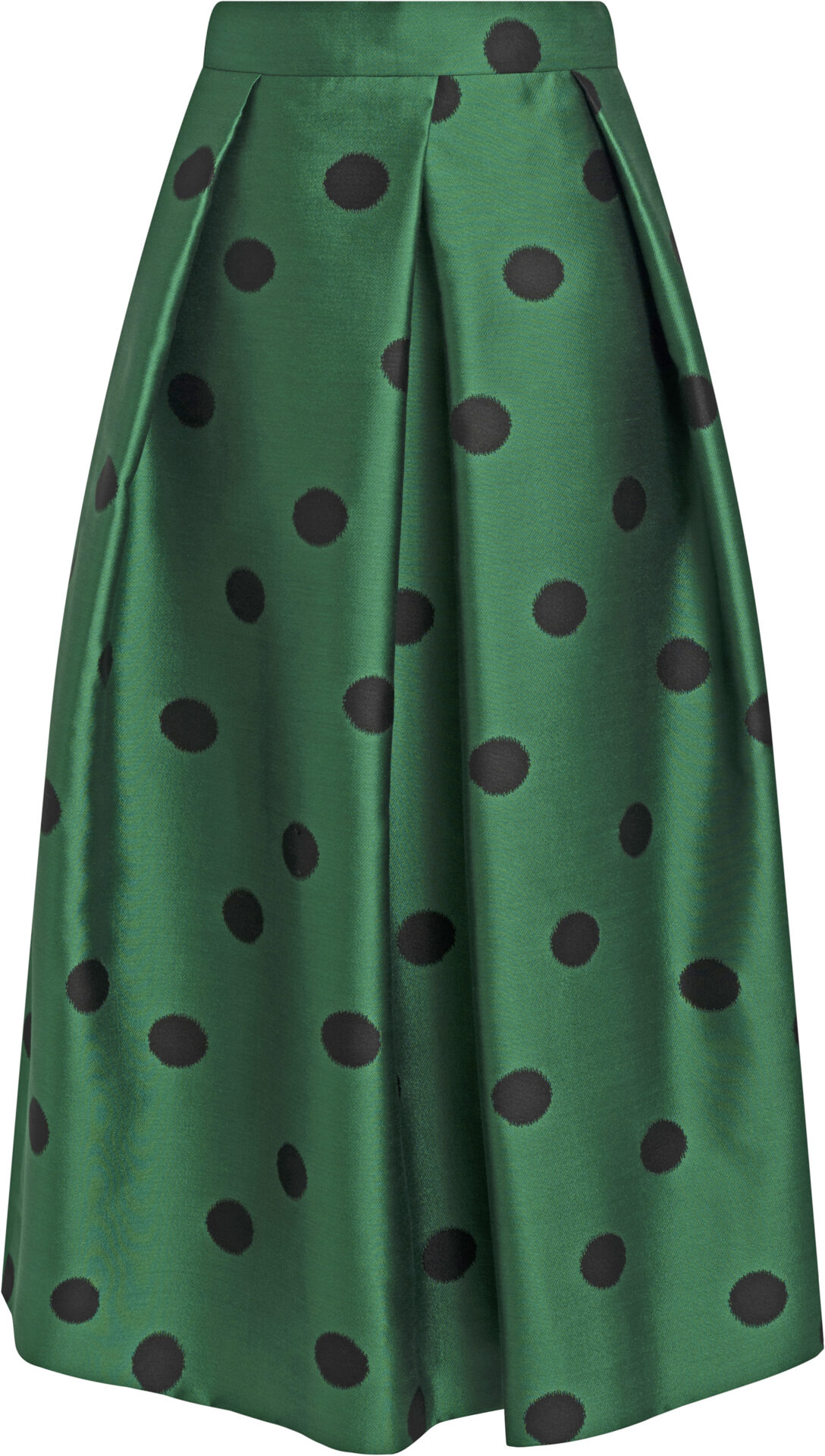 209-02-640-49_grün_1799 Midirock aus Seidenmix mit Polka-Dot-Muster – Bild 1