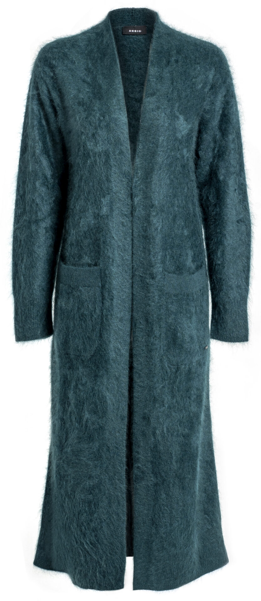 26-5353-00_grün_3399_a Langer Kaschmir-Cardigan mit weicher Flauschstruktur – Bild 1