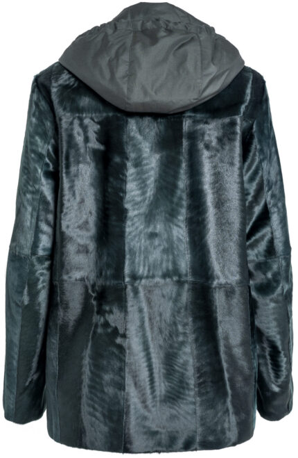 Reversible Lammfelljacke mit Kapuze – Bild 6