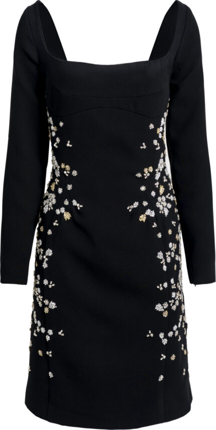 Schwarzes Cocktailkleid mit floraler Schmuckstickerei