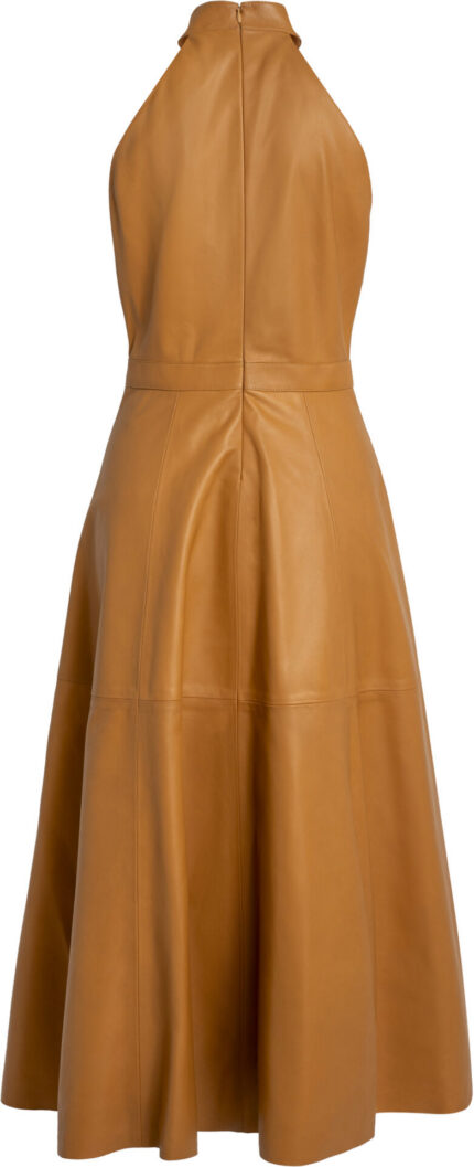 Ärmelloses Midikleid aus Schafleder mit Plissee-Detail – Bild 3