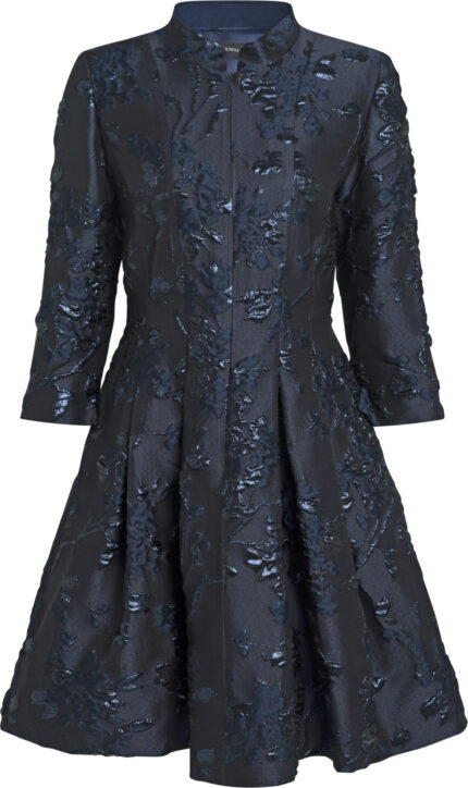 Cocktailkleid aus Jacquard mit floralem Lurex-Dessin
