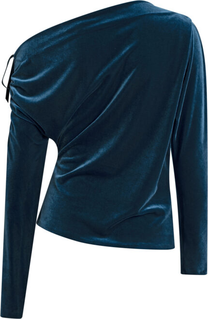 Asymmetrisches Samt-Top mit One-Shoulder-Ausschnitt – Bild 3