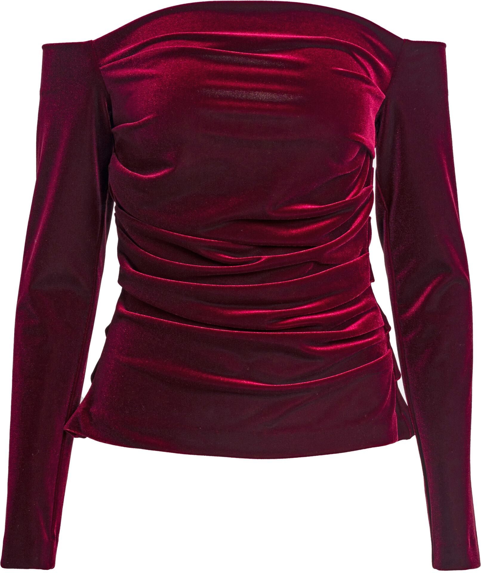 AT1035-01-ND20_bordeaux_598_a Velvet Off-Shoulder Top<br/> - Image 1