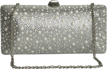 Box-Clutch mit Kristall- und Perlenbesatz – Bild 3