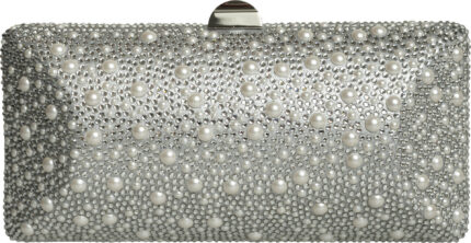 Box-Clutch mit Kristall- und Perlenbesatz – Bild 4