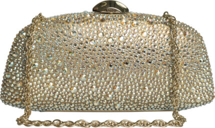 Goldene Box-Clutch mit Kristallbesatz – Bild 3