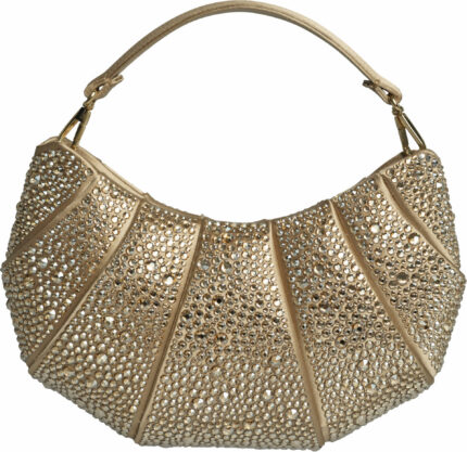 Kristallbesetzte Abendtasche mit Henkel und Kettenriemen – Bild 10