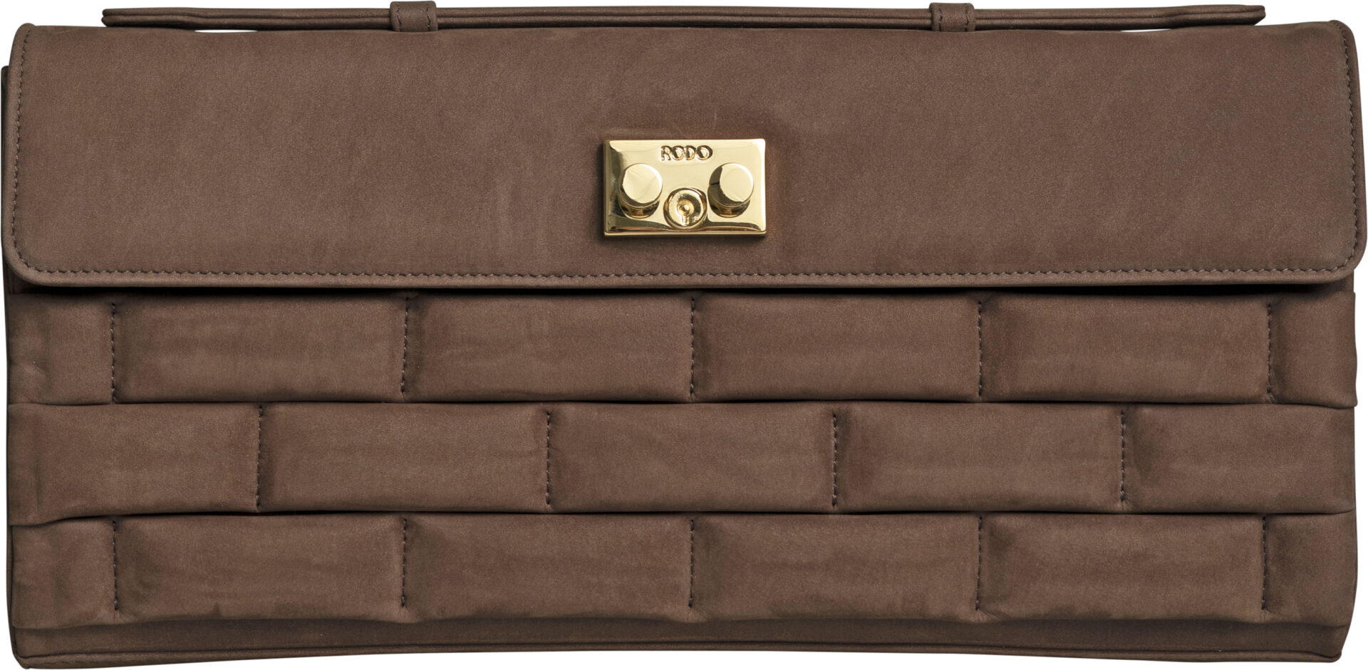 B08868-0097_braun_899 Elegante Clutch mit Steppstruktur und Logo-Verschluss – Bild 1