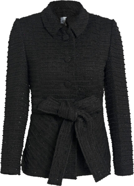 Tweed-Jacke mit Taillengürtel und Peplum-Silhouette