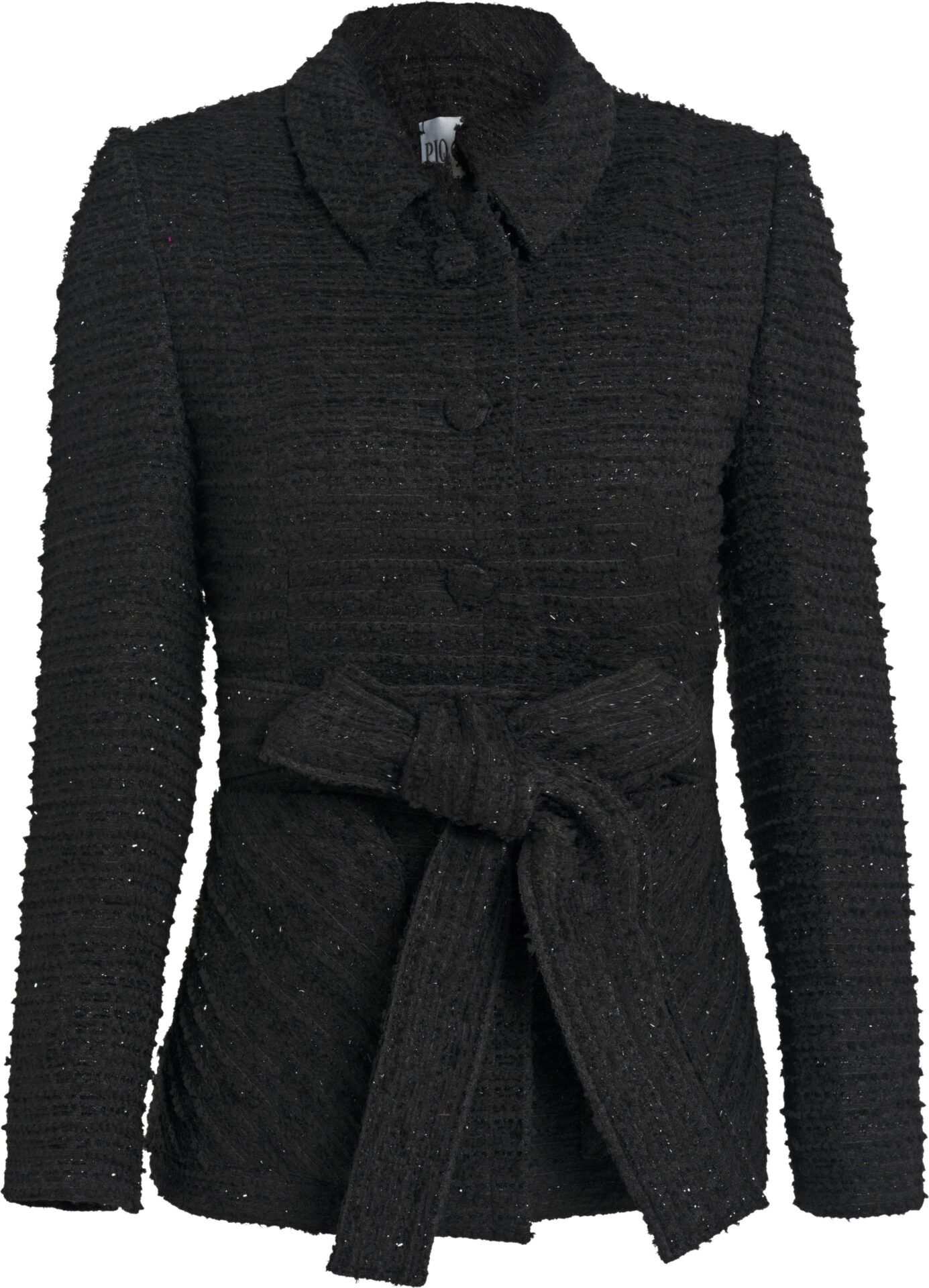 Co4603 Morrow_schwarz_1299_a Tweed-Jacke mit Taillengürtel und Peplum-Silhouette – Bild 1