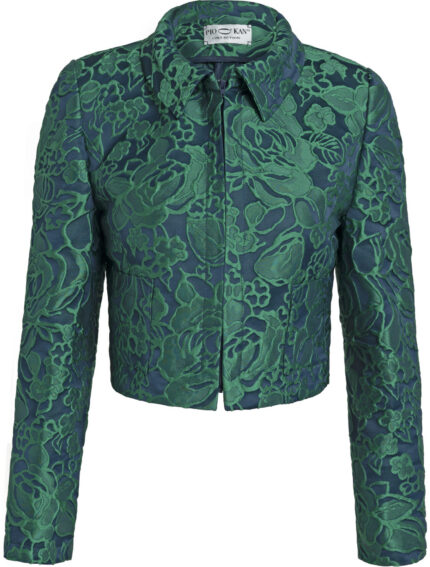 Kurze Jacquard-Jacke mit floralem Muster