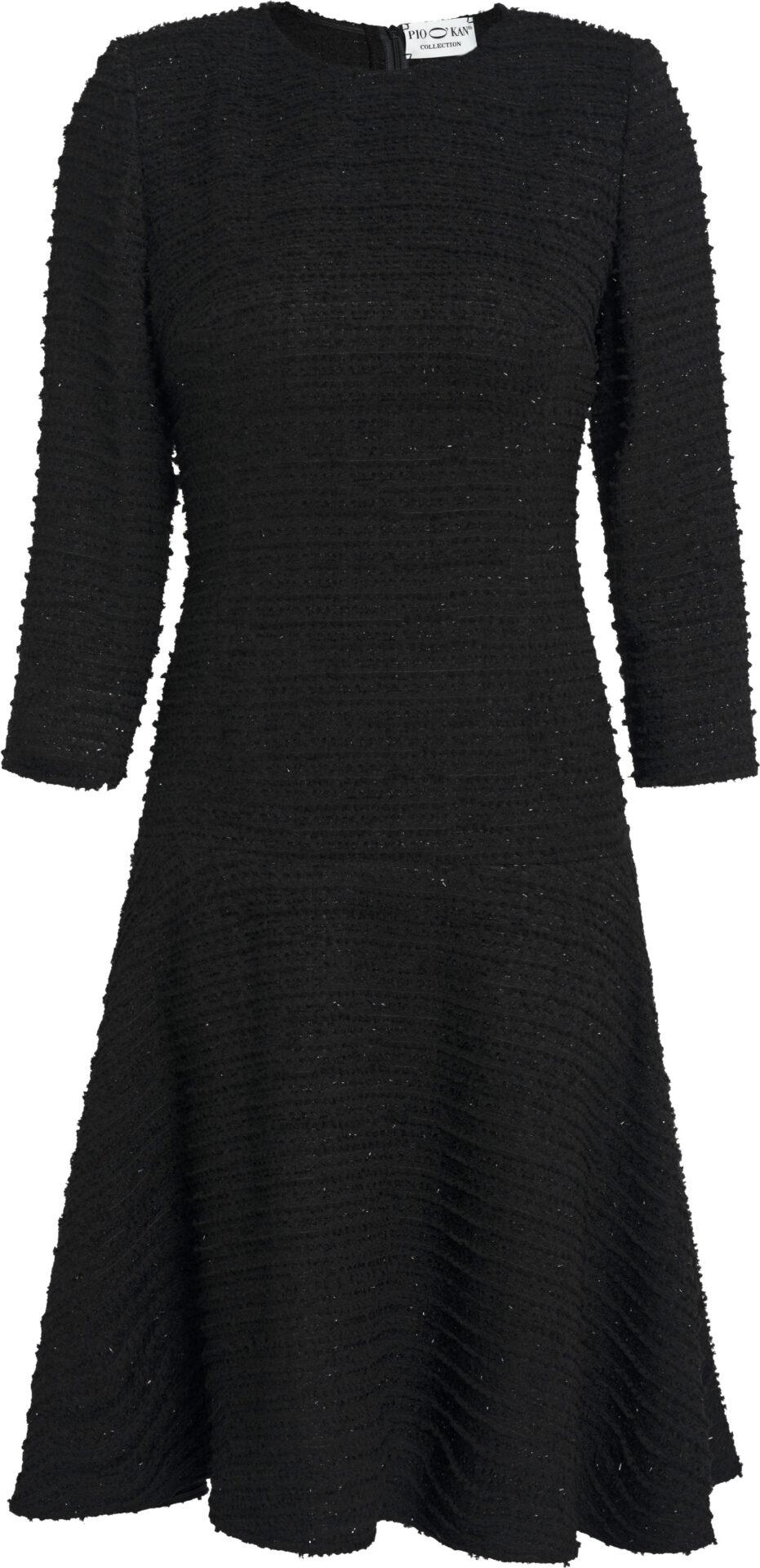 Co4617 Nivara_schwarz_999�_a Schwarzes Bouclé-Kleid mit ausgestelltem Rock – Bild 1