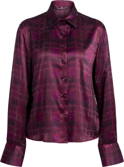 Seidenbluse mit handapplizierten Ton-in-Ton-Kristallen