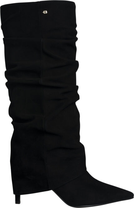 Elegante Veloursleder-Stiefel mit gerafftem Schaft und spitzer Kappe – Bild 2