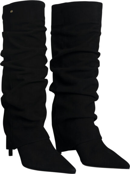 Elegante Veloursleder-Stiefel mit gerafftem Schaft und spitzer Kappe – Bild 5