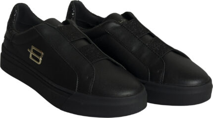 Elegante Slip-on-Sneaker mit Glitzerdetails und goldfarbenem Logo – Bild 2