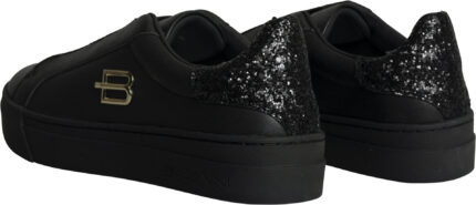 Elegante Slip-on-Sneaker mit Glitzerdetails und goldfarbenem Logo – Bild 3
