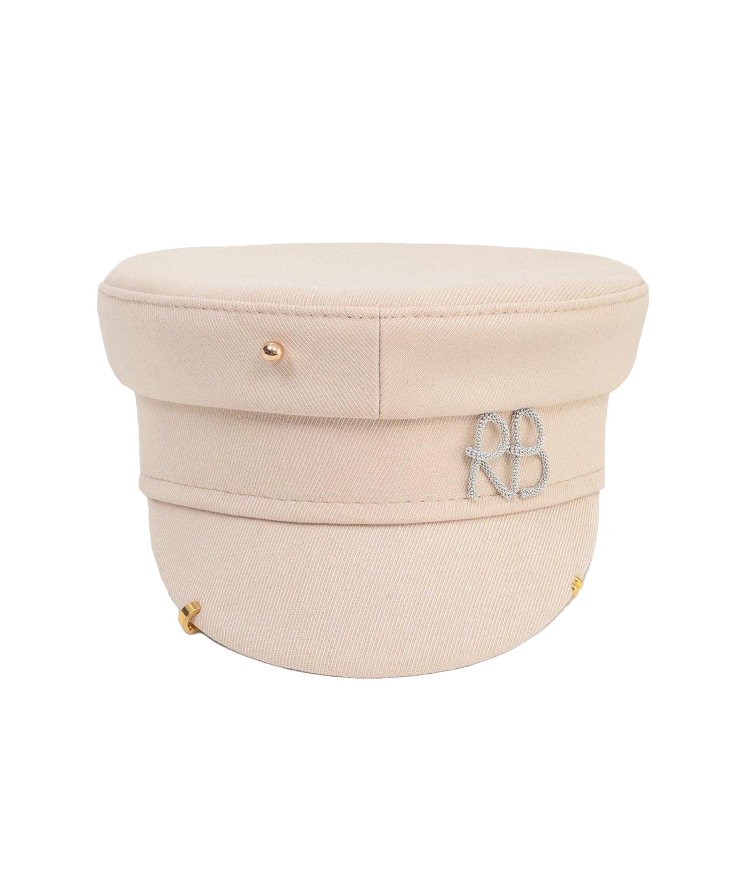 KPC036-CA-PRS-SIRB Baker-Boy-Cap aus Baumwollmix in Beige mit Piercing-Details – Bild 1