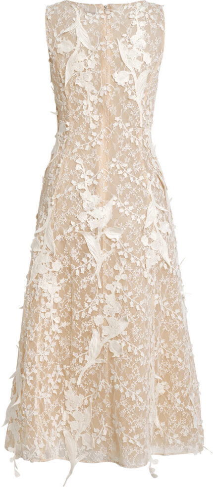 Midi-Kleid aus Spitze mit floralen 3D-Applikationen – Bild 3