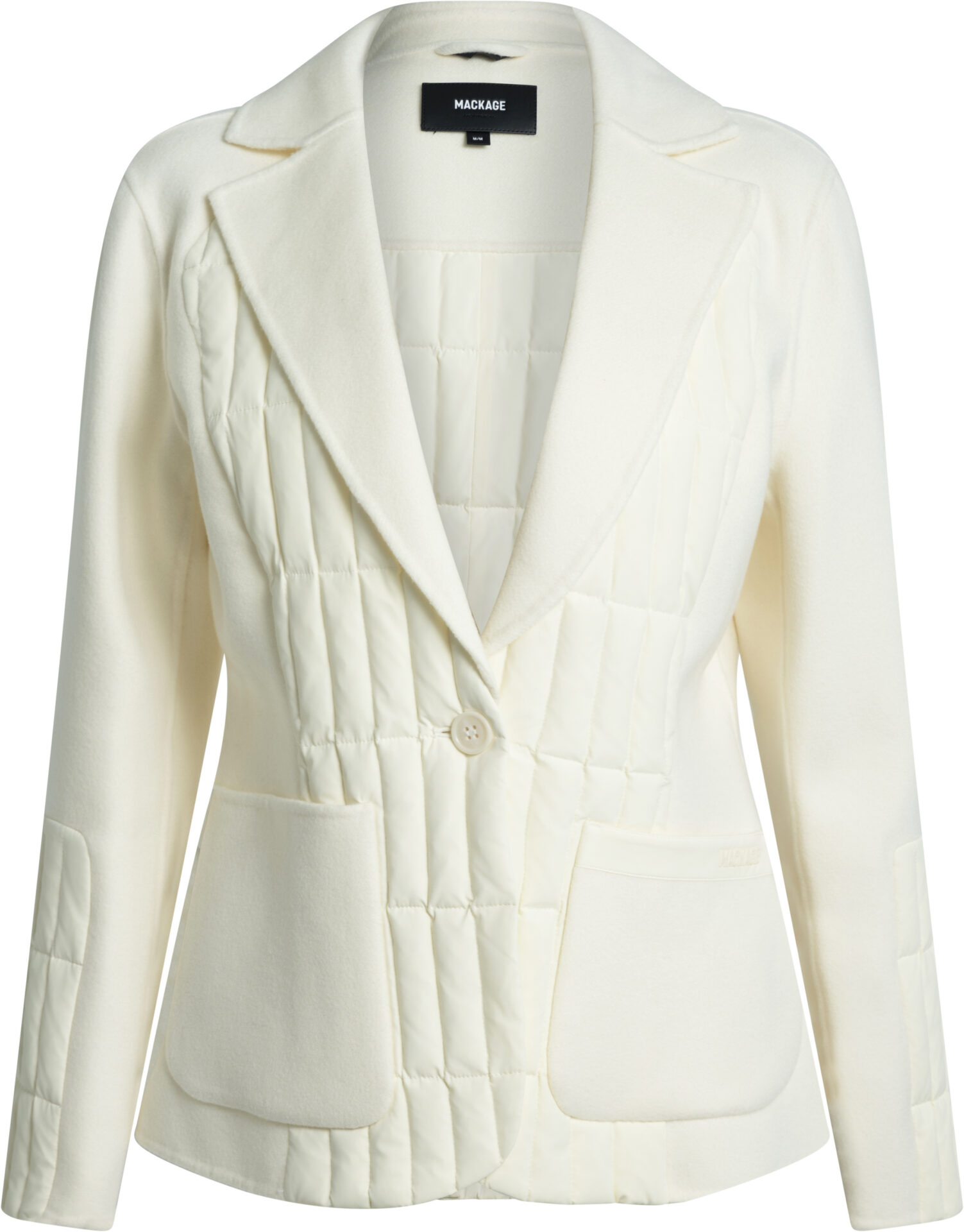 Leilani_weiss_999_a Tailored Wool Hybrid Blazer Jacket with Quilted Panels<br/> - Image 1