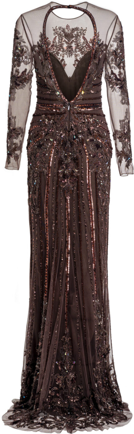 Besticktes Abendkleid mit transparenten Ärmeln – Bild 5