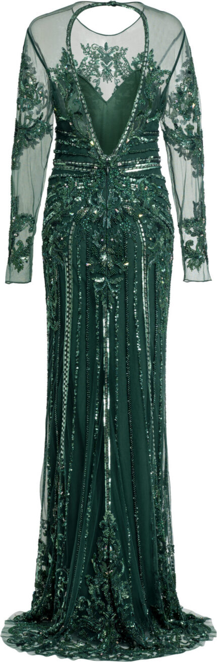 Besticktes Abendkleid mit transparenten Ärmeln – Bild 4