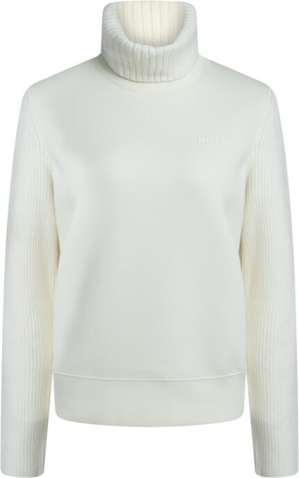 Sweatshirt with Roll Neck and Rib-Knit Details<br/>