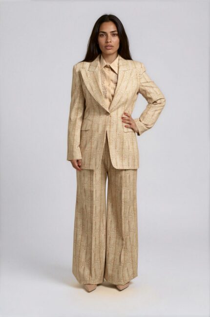 Wide-Leg Trousers in Smooth Viscose with Refined Textured Look<br/> - Image 2