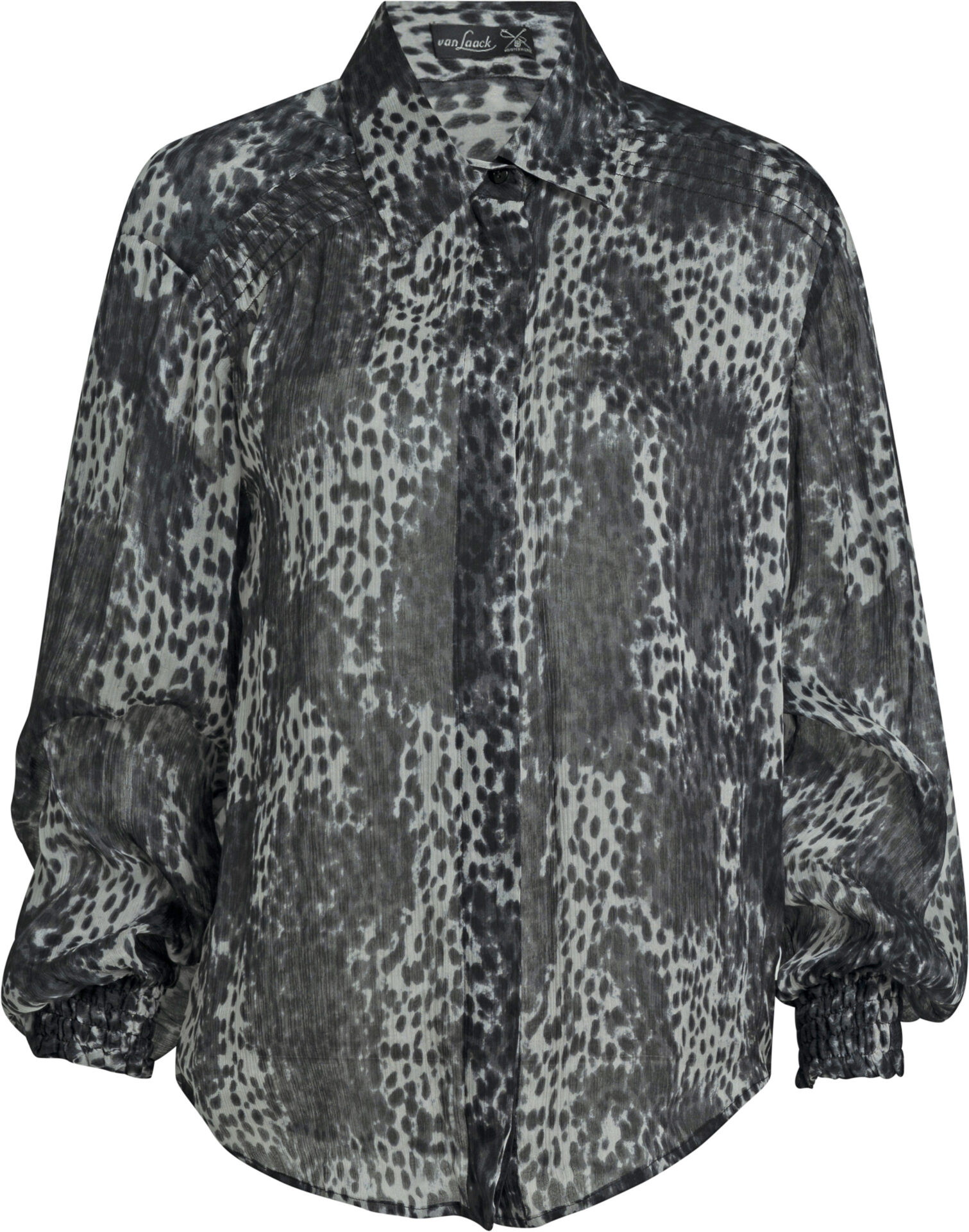 VL-Aziki-XX_multicolour_319_a Silk Blouse with Animal Print and Voluminous Sleeves<br/> - Image 1