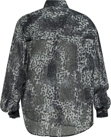 Silk Blouse with Animal Print and Voluminous Sleeves<br/> - Image 3