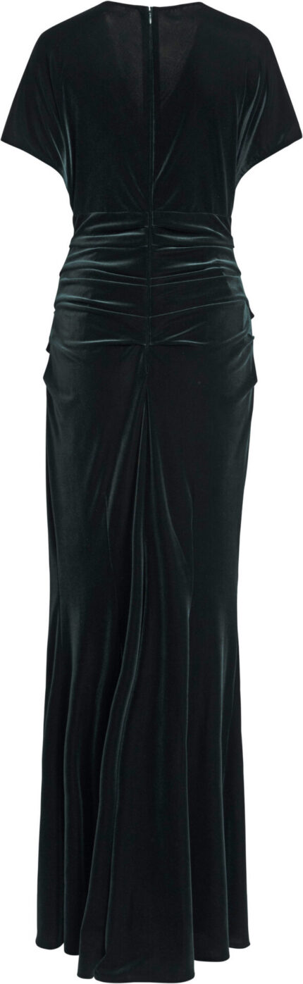 Abendkleid aus Samt mit V-Ausschnitt und Drapierung – Bild 4