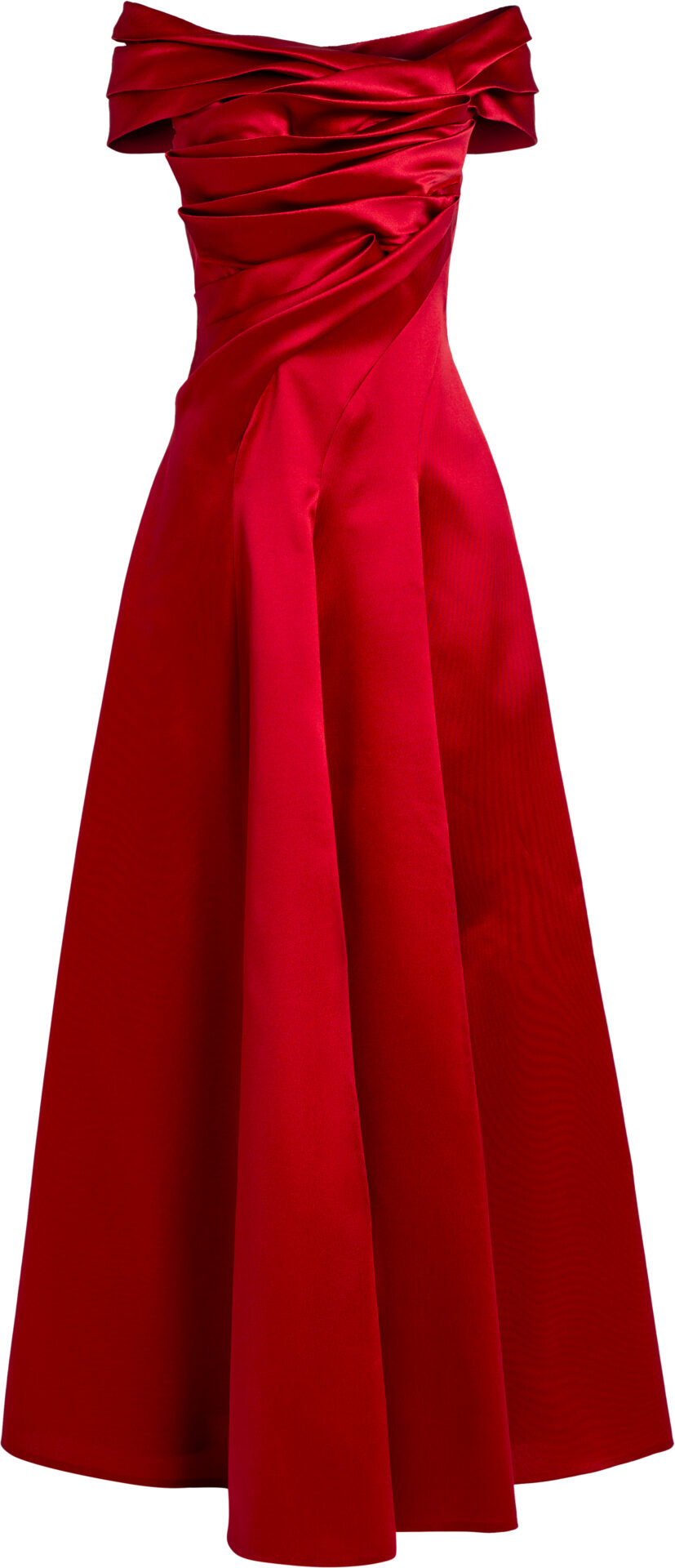 oL1004-01-NG45_rot_2698_a Bodenlanges Abendkleid aus Seidenmix mit Off-Shoulder-Ausschnitt – Bild 1