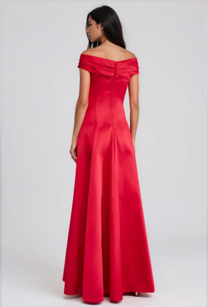 Bodenlanges Abendkleid aus Seidenmix mit Off-Shoulder-Ausschnitt – Bild 3