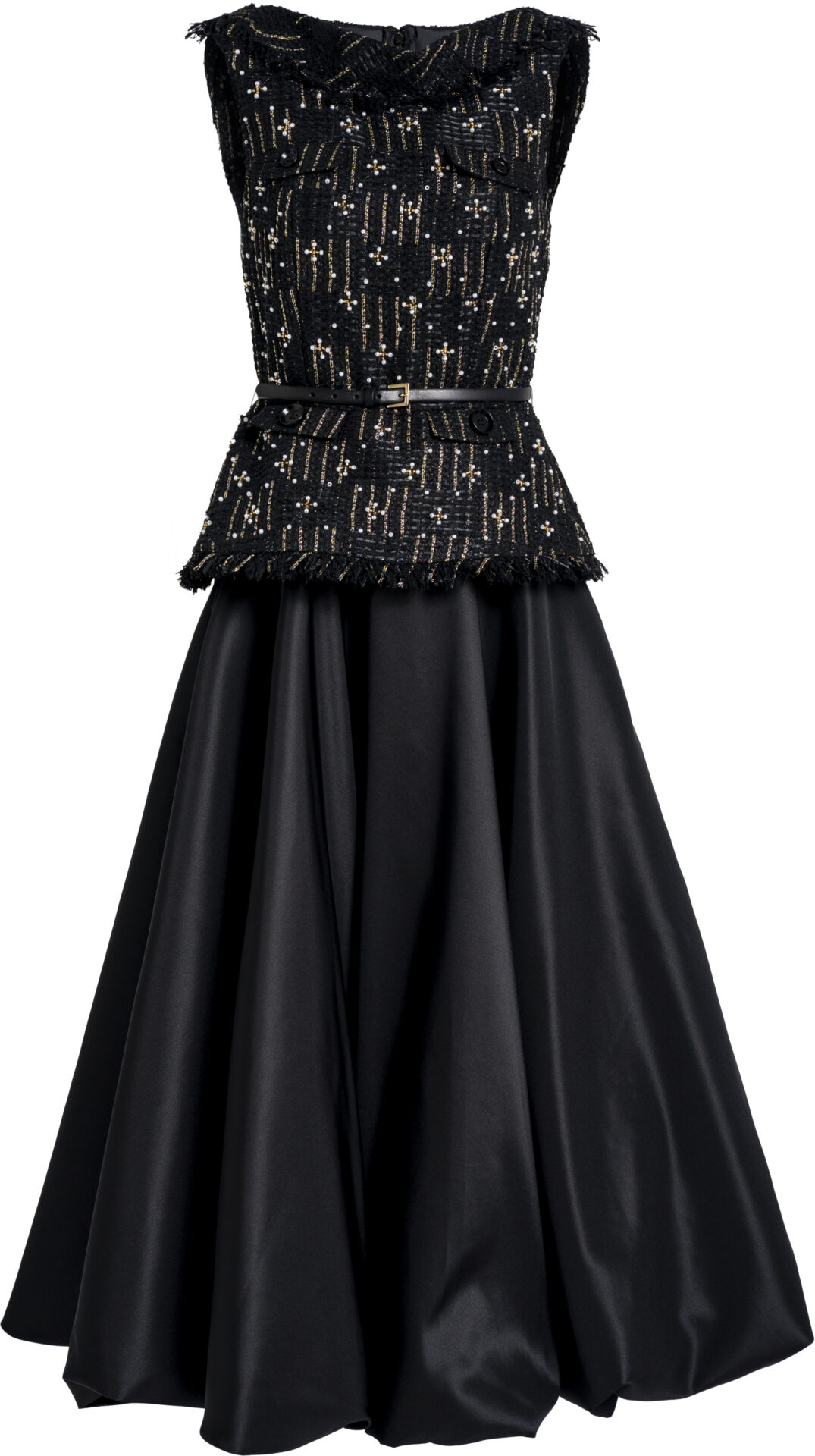 oM1007-01-RF30_schwarz_1698_a Midi Dress with Embellished Bodice and Taffeta Skirt<br/> - Image 1