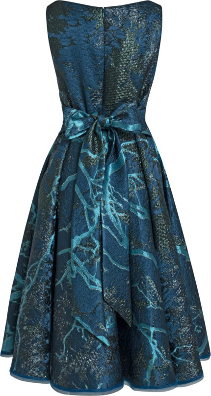 Cocktailkleid aus Jacquard mit Taillenschleife – Bild 4
