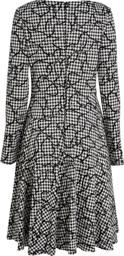Patterned Midi Dress with Flounce Skirt<br/> - Image 3