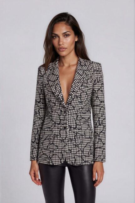 Patterned Blazer with Lapel Collar<br/> - Image 2