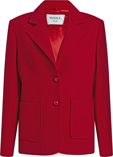 Virgin Wool Blazer with Lapel Collar<br/>