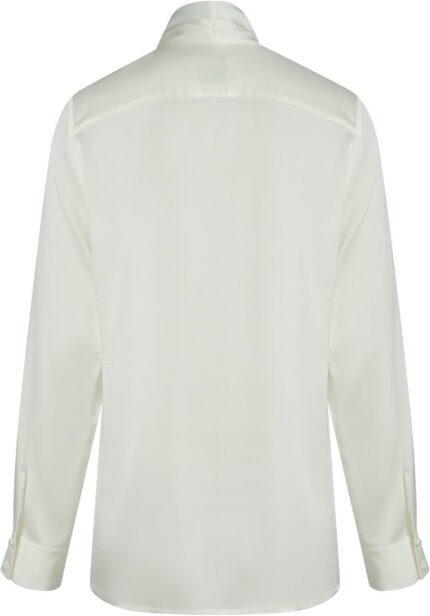 Elegante Seidenbluse mit Schluppe, zart transparenter Optik, langen Ärmeln und breiten Manschetten – Bild 3