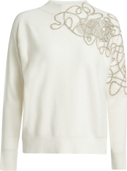 Cashmere-Wool Sweater with Decorative Embroidery<br/>