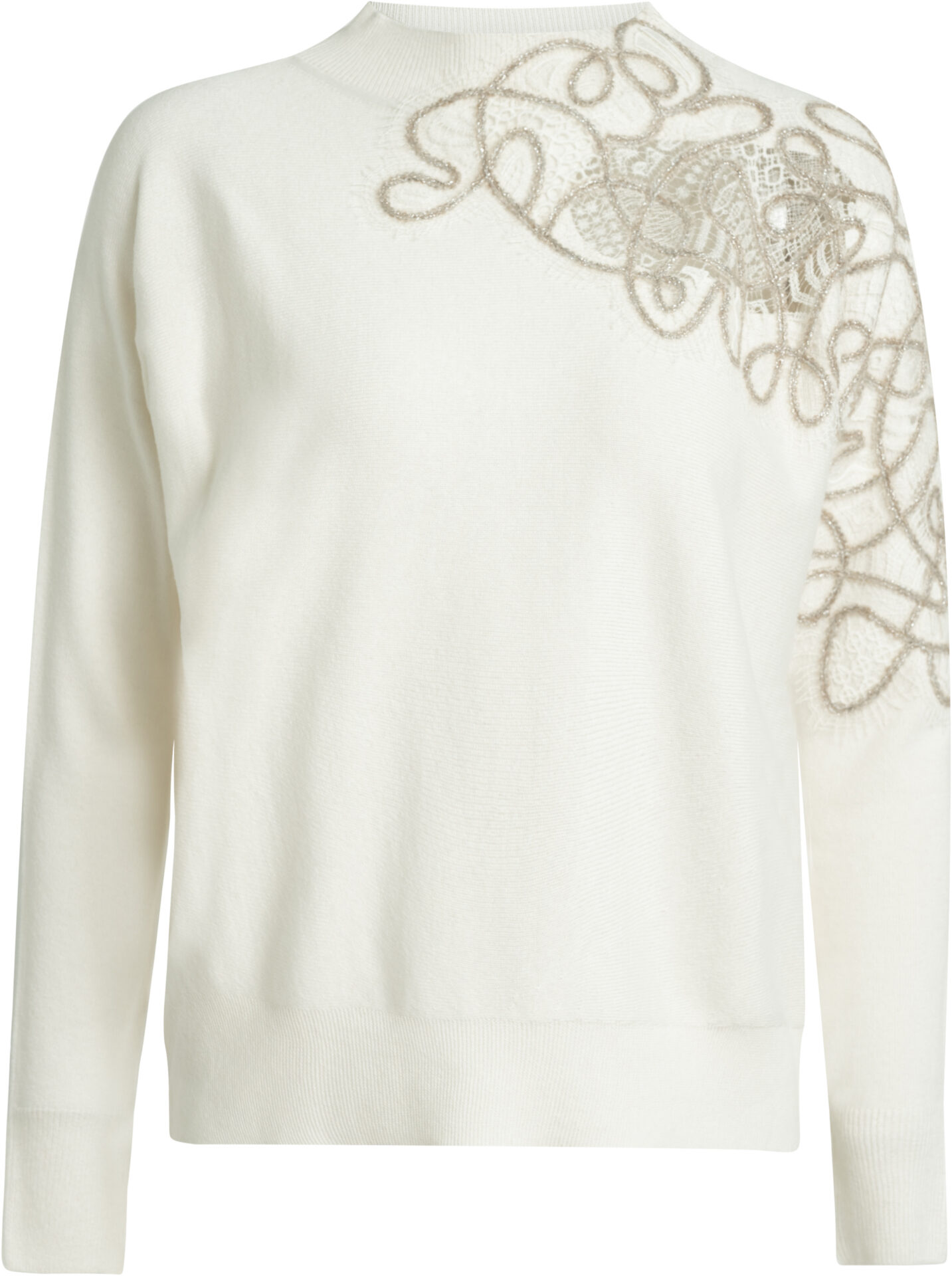 63074_creme_529_a Cashmere-Wool Sweater with Decorative Embroidery<br/> - Image 1