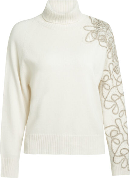 Turtleneck Sweater with Decorative Embroidery<br/>