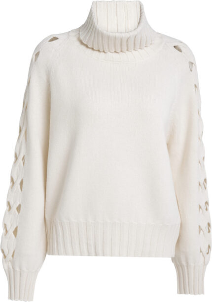 Turtleneck Sweater with Braided Sleeve Details<br/> - Image 3